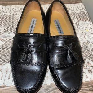 JM Loafers Leather Black Sz 9.5W FREE SHIPPING 📬